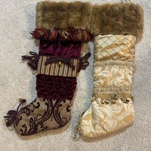 Luxurious Burgundy and Cream Holiday Stockings